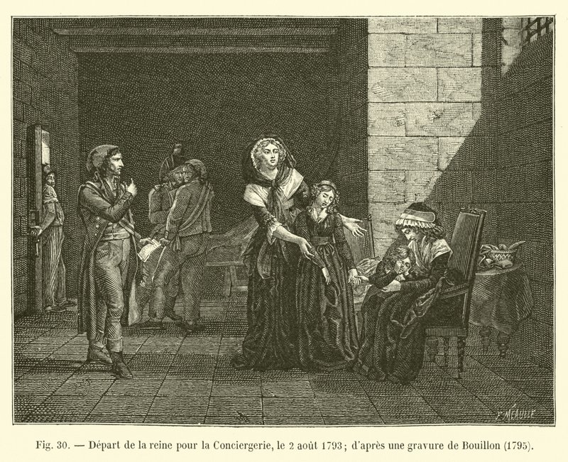 1793年8月2日女王出任Conciergerie;在雕刻了1399年的布永之后 作者 法语学校