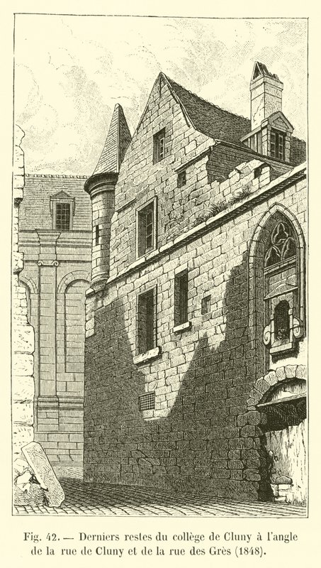 1848年，在rue de Cluny和rue des Gres拐角处的Cluny学院最后遗骸 作者 法语学校