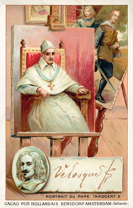 Diego Velasquez，西班牙画家，以及教皇英诺森十世（chromolitho）的肖像 作者 法语学校
