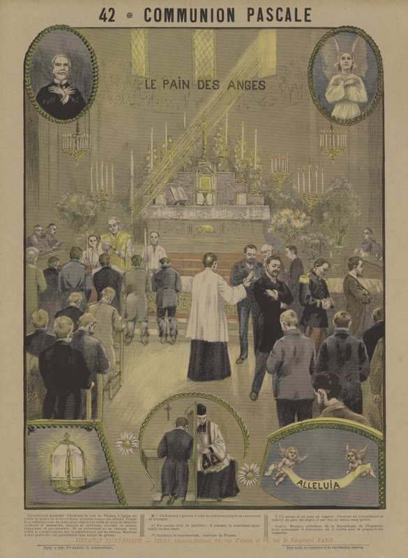 Easter Communion (colour litho) 作者 法语学校