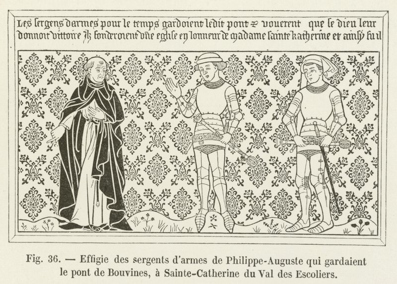 Philippe-Auguste的警长的肖像，他守卫着Bouvines的桥梁，Val des Escoliers的Sainte-Catherine 作者 法语学校