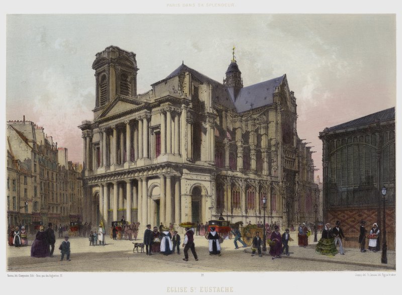 Eglise Saint-Eustache (colour litho) 作者 法语学校