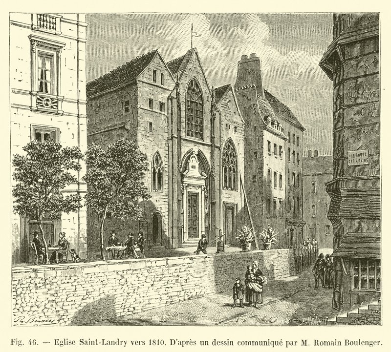 Saint-Landry教堂大约在1810年，Dapres由Romain Boulenger先生传达 作者 法语学校