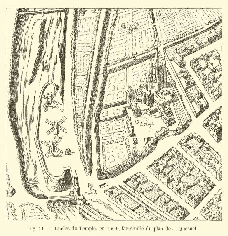 封闭寺庙，1609年; J Quesnel计划的传真 作者 法语学校