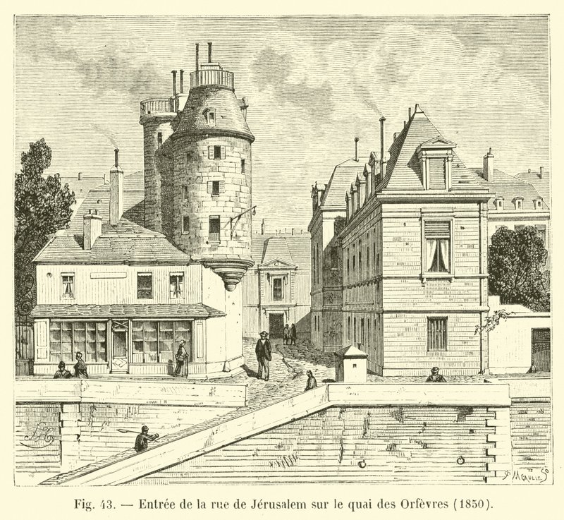 1850年在Quai des Orfevres入口耶路撒冷街 作者 法语学校