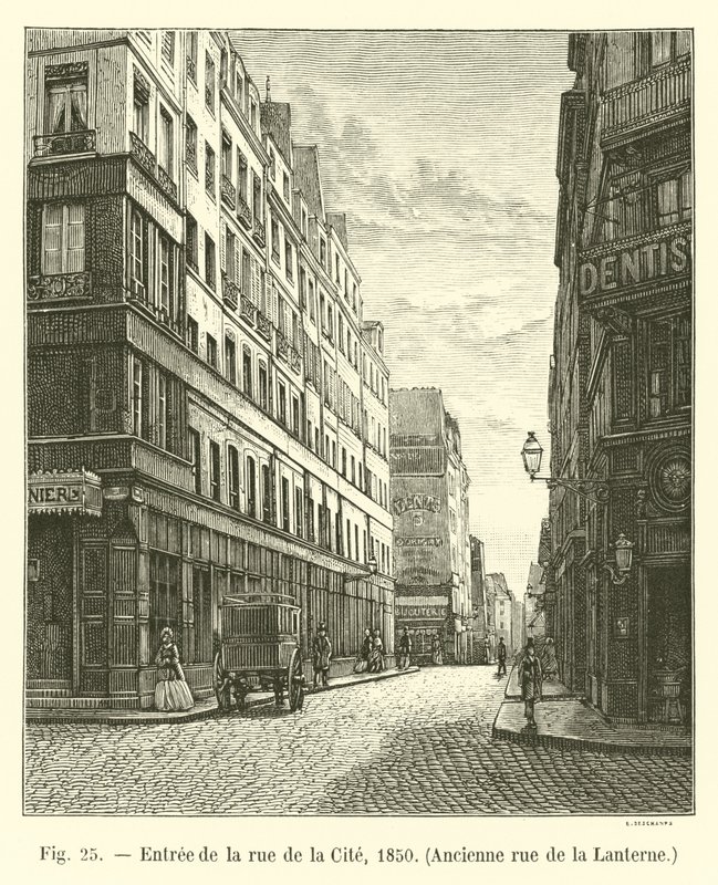 1850年，老灯笼街的Rue de la Cite街入口 作者 法语学校