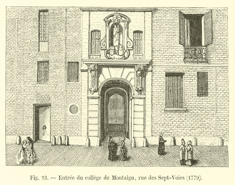 1779年进入Montaigu学院，rue des Sept-Voies 作者 法语学校