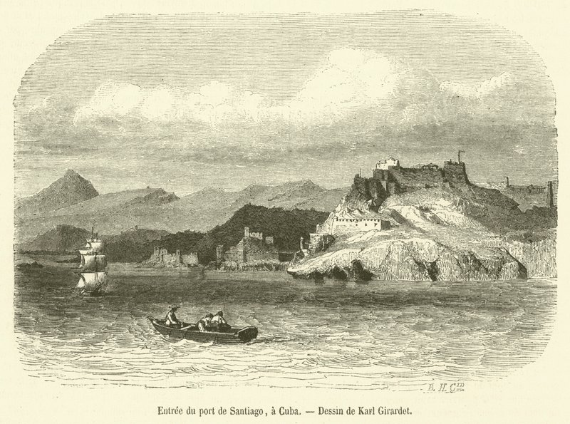 Entree du port de Santiago，古巴（雕刻） 作者 法语学校