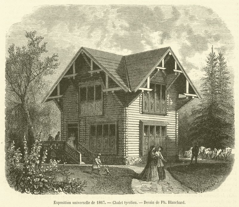 1867年世界博览会，蒂罗尔木屋（雕版画 作者 法语学校