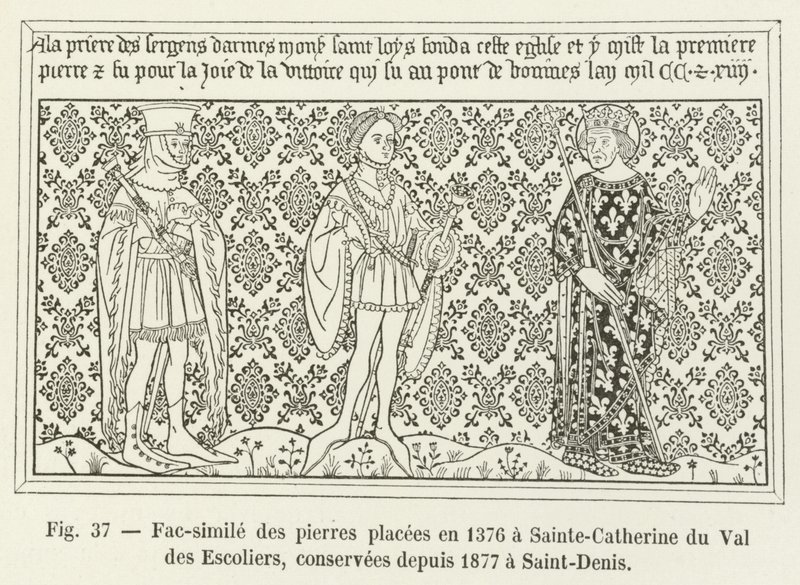 在Sainte-Catherine Val des Escoliers建于1376年的Fac-simile石头，自1877年以来一直保存在Saint-Denis 作者 法语学校