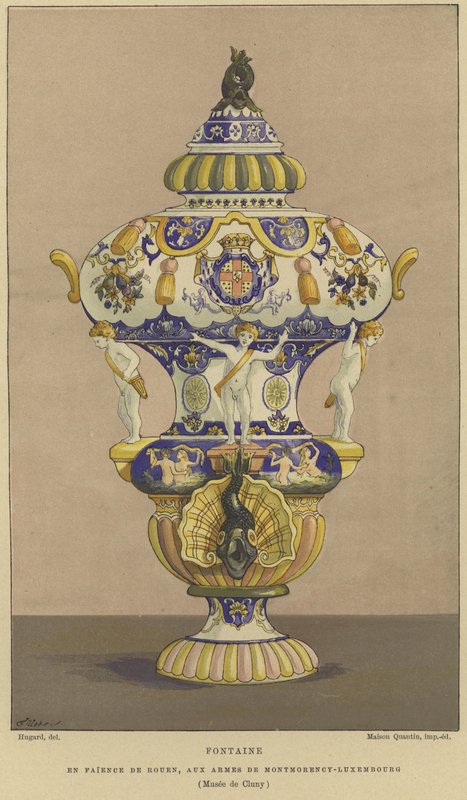 Faience de Rouen喷泉与Montmorency议院 - 卢森堡的胳膊 作者 法语学校