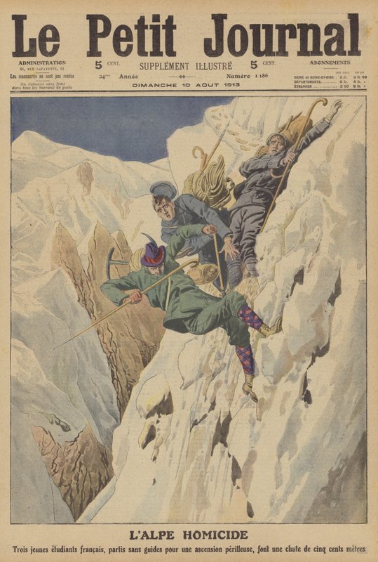 瑞士阿尔卑斯山的致命登山事故（彩色石版画） 作者 法语学校