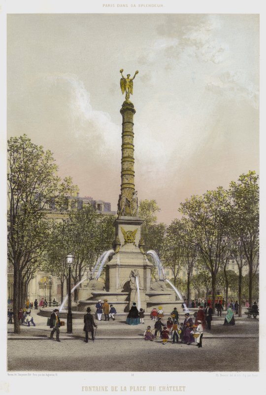 Fontaine De La Place Du Chatelet (colour litho) 作者 法语学校