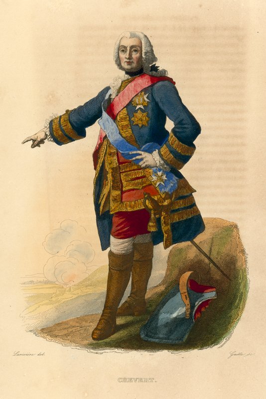 Francois de Chevert (coloured engraving) 作者 法语学校