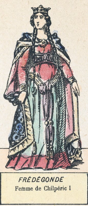 弗雷德贡德，奇尔佩里克的女人I（彩绘版画 作者 法语学校