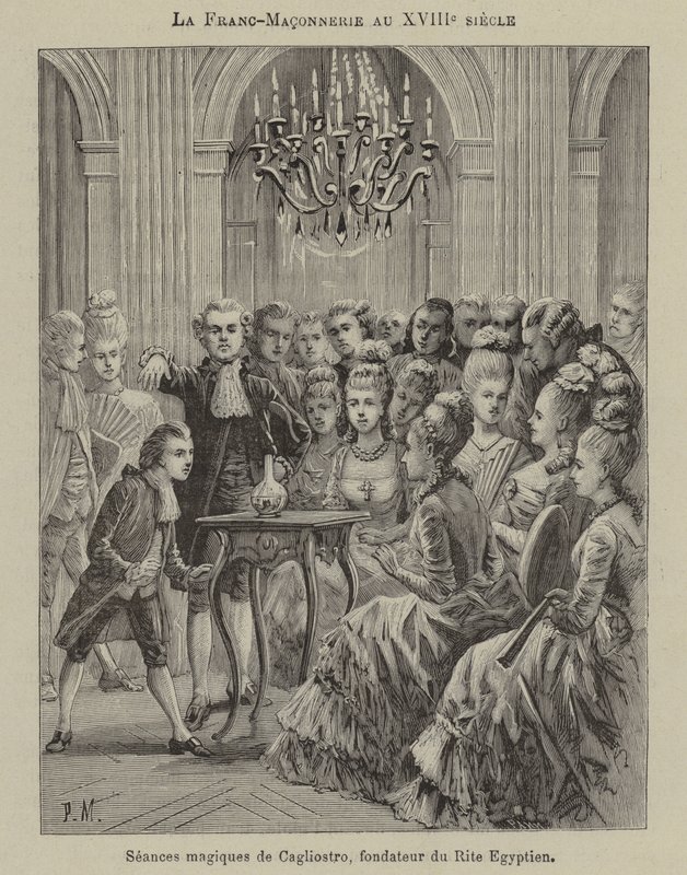 Freemasonry in the 18th Century: magic seance conducted by Aleesandro Cagliostro, founder of the Egyptian Rite (engraving) 作者 法语学校