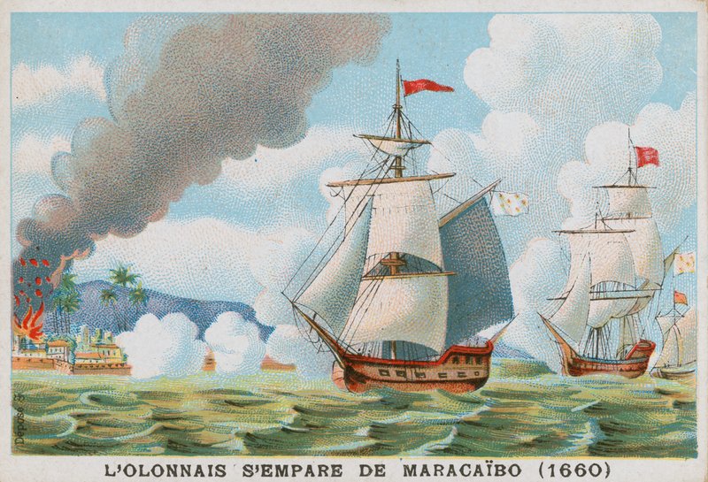法国海盗Francois lOlonnais攻击马拉开波，1660年 作者 法语学校