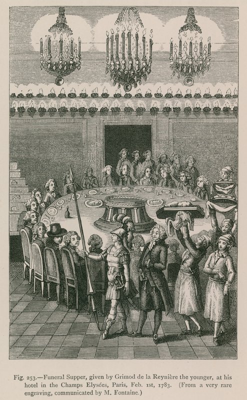 葬礼晚餐，由Grimod de la Reyniere the Younger在他位于巴黎香榭丽舍大街的酒店，1783年2月1日 作者 法语学校