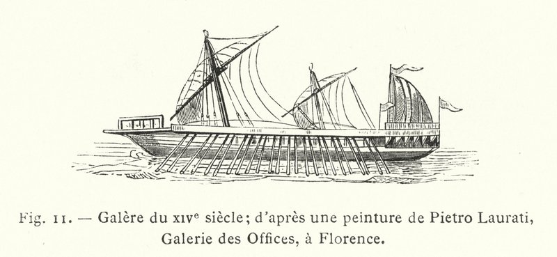 14 世纪的厨房； 出自 Pietro Laurati 的一幅画，佛罗伦萨乌菲兹美术馆（版画） 作者 法语学校