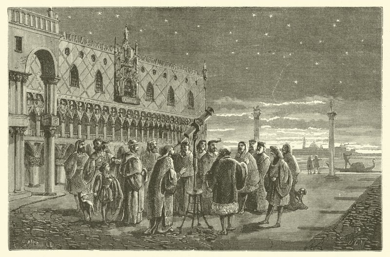 Galileo shows the satellites of Jupiter to the Senators of Venice (engraving) 作者 法语学校