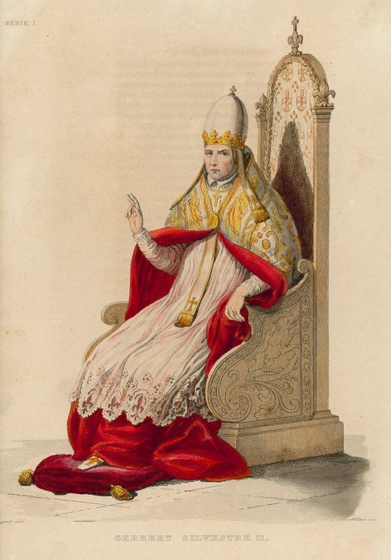 Gerbert Silvestre II (coloured engraving) 作者 法语学校