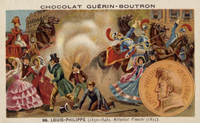 朱塞佩·马可·菲耶斯基（Giuseppe Marco Fieschi）暗杀法国国王路易·菲利普（Louis Philippe），1835年，巴黎 作者 法语学校