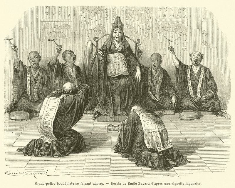 Grand-pretre bouddhiste se faisant adorer (engraving) 作者 法语学校
