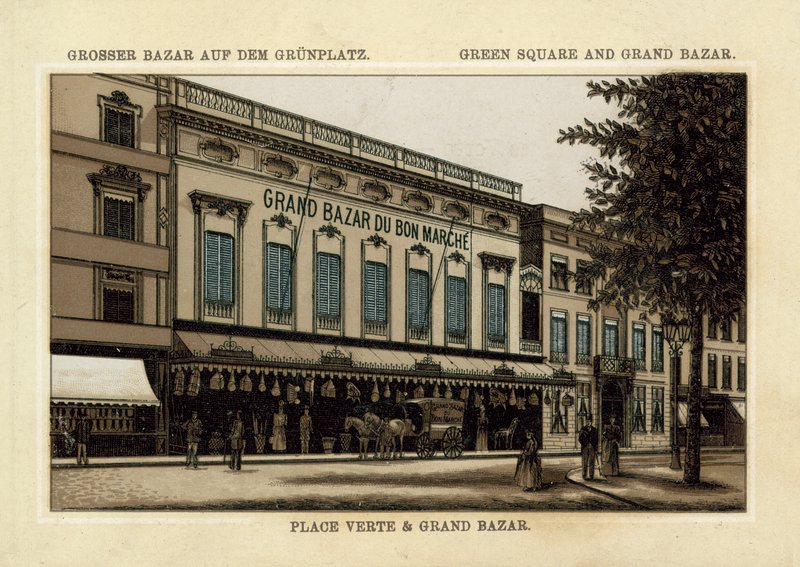 Grand Bazar du Grand Marche, Place Verte, Antwerp (chromolitho) 作者 法语学校
