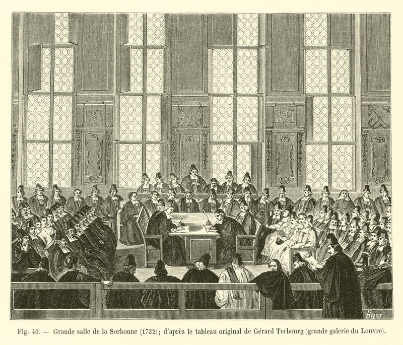 1732年索邦大厅; dapres是卢浮宫大画廊Gerard Terbourg的原画 作者 法语学校