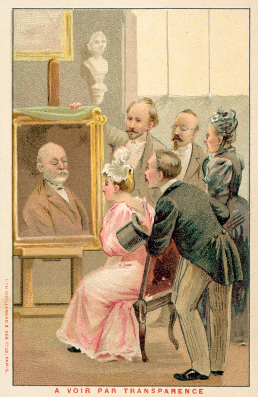 Group of people studying a painting (chromolitho) 作者 法语学校