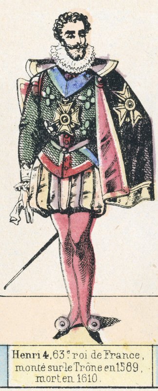 Henri 4, 63e roi de France, monte sur le Trone en 1589, mort en 1610 (coloured engraving) 作者 法语学校