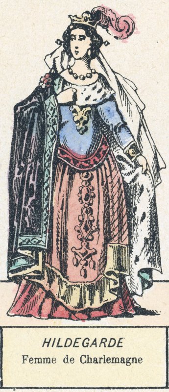 希尔德加德，查理曼的妻子（彩色版画） 作者 法语学校