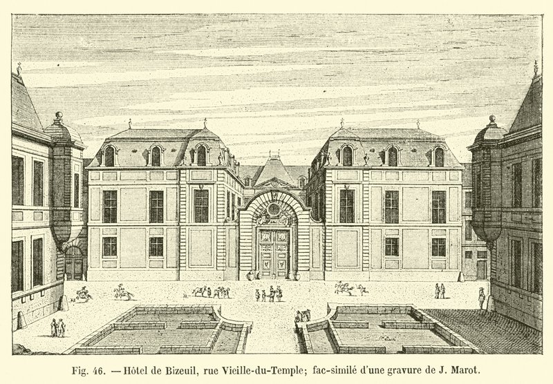 Hotel de Bizeuil，rue Vieille-du-Temple;由J Marot雕刻的相似物 作者 法语学校