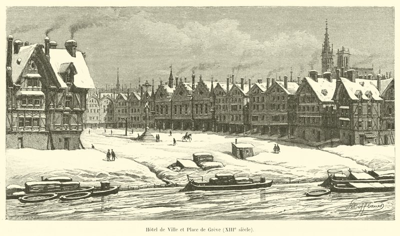 市政厅和Place de Greve，13世纪 作者 法语学校