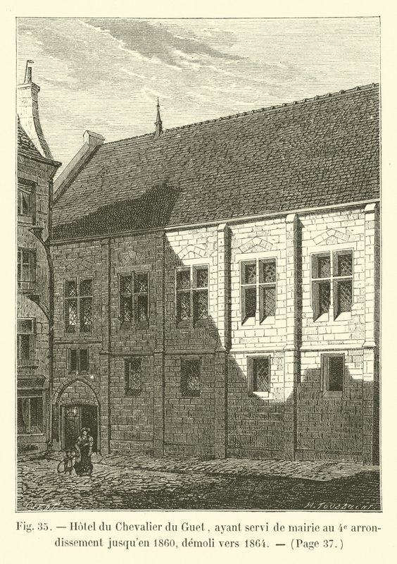 Hotel du Chevalier du Guet酒店曾在1860年作为第四区的市政厅，于1864年左右拆除 作者 法语学校