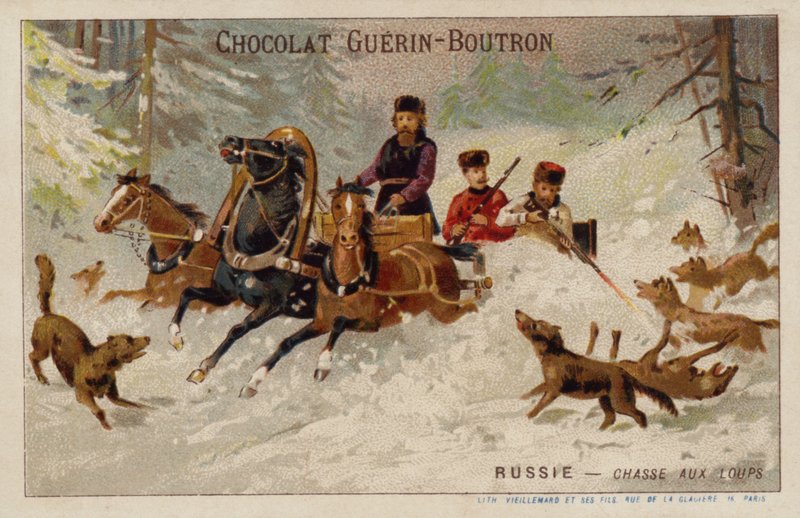 Hunting wolves, Russia (chromolitho) 作者 法语学校