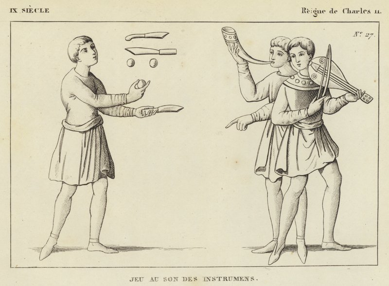 IX Siecle, Regne de Charles II, Jeu au Son des Instrumens (engraving) 作者 法语学校