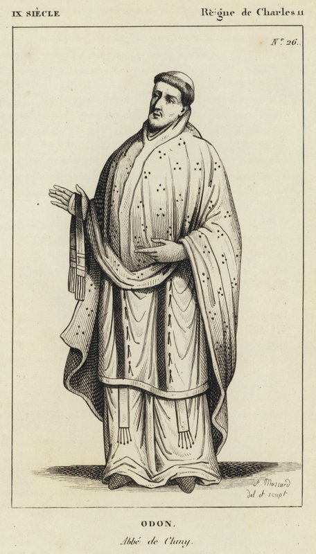IX Siecle, Regne de Charles II, Odon, Abbe de Cluny (雕刻) 作者 法语学校