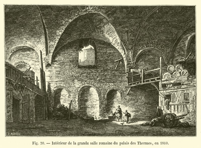 1810年Palais des Thermes的伟大的罗马大厅的内部 作者 法语学校