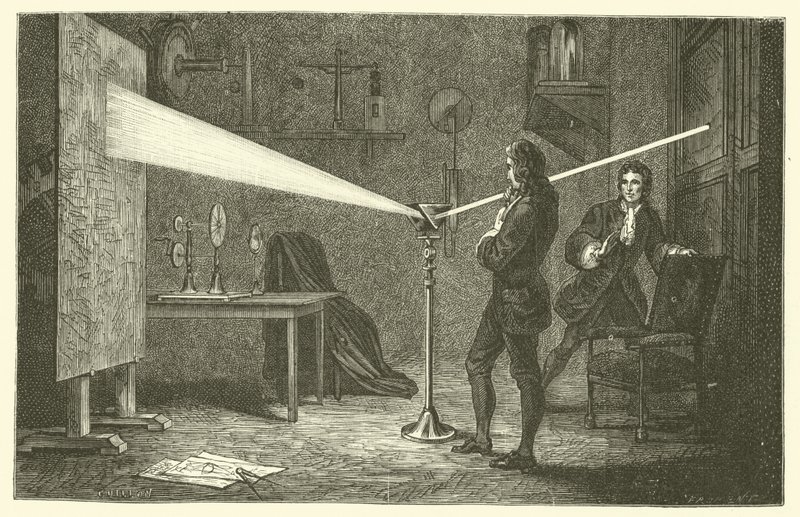 Isaac Newton breaks down light (engraving) 作者 法语学校