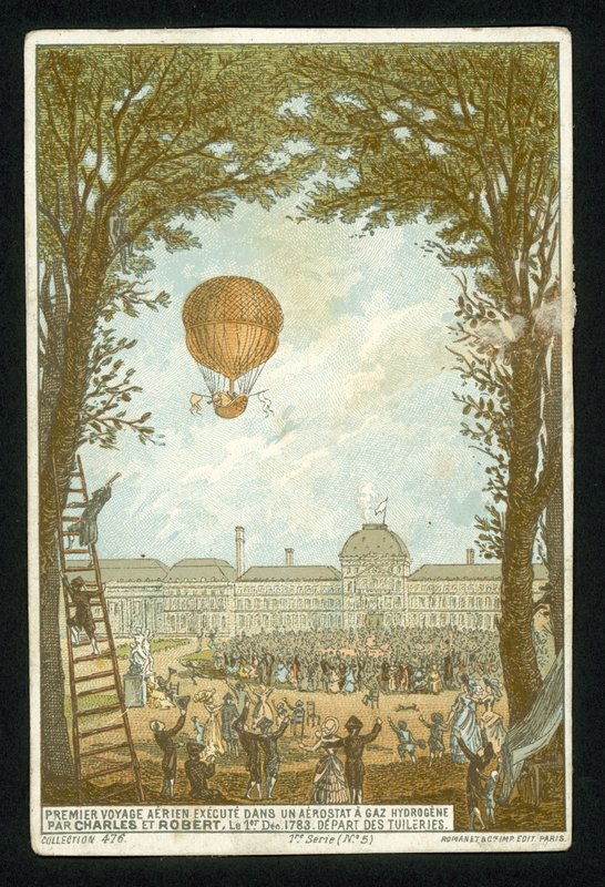 Jacques Charles和Marie-Noel Robert于1783年12月1日在巴黎的氢气球中首次登顶 作者 法语学校