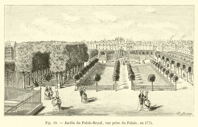 皇家花园（Jardin du Palais-Royal），于1774年从宫殿中取出 作者 法语学校