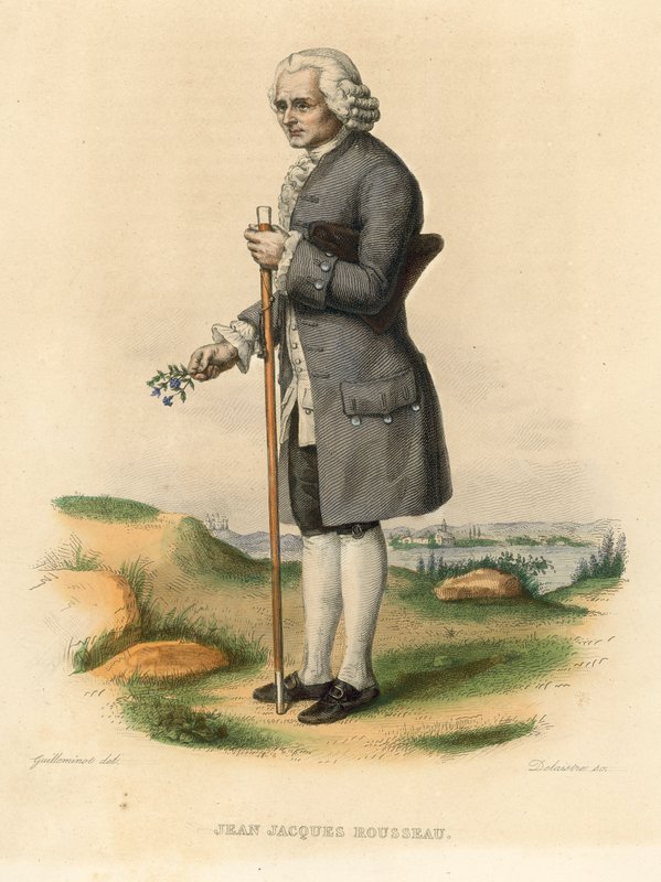 Jean Jacques Rousseau (coloured engraving) 作者 法语学校