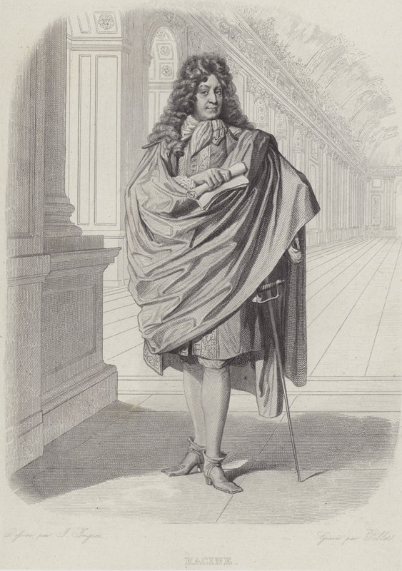 Jean Racine, French playwright, in the Hall of Mirrors at Versailles (engraving) 作者 法语学校