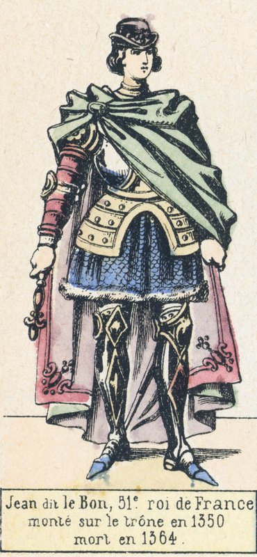 Jean dit le Bon，法国第51任国王，1350年即位，1364年逝世（彩刻） 作者 法语学校