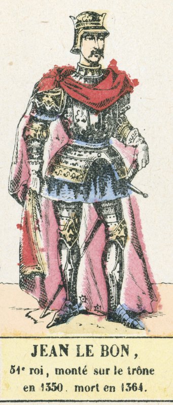 让·勒庞，第 51 任国王，1350 年即位，卒于 1364 年（彩刻） 作者 法语学校