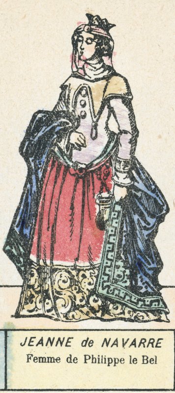 让娜-德-纳瓦拉，菲利普-费尔的妻子（彩色版画 作者 法语学校