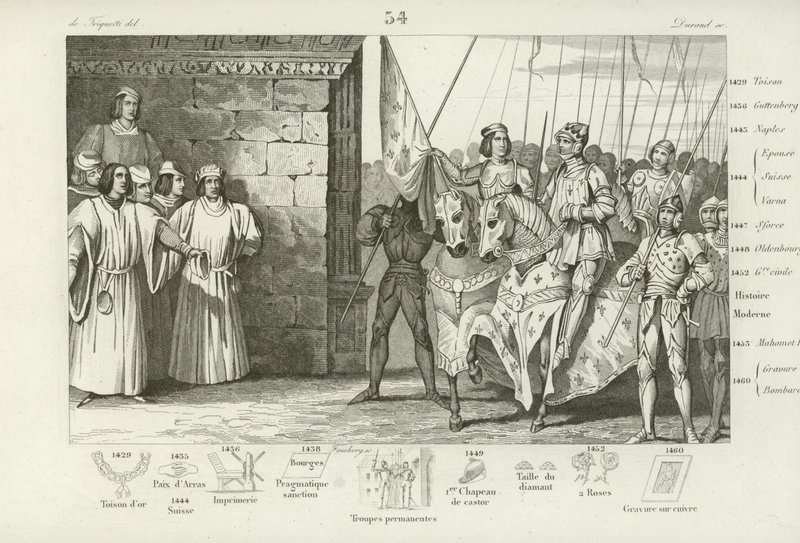 Joan of Arc到达Rheims参加1429年法国查理七世的加冕仪式 作者 法语学校