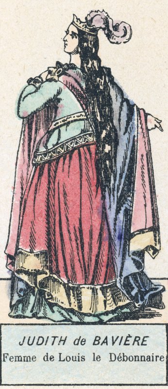 Judith de Baviere，Louis le Debonnaire 的妻子（彩色版画） 作者 法语学校