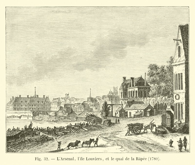 洛杉矶，Lile Louviers和quai de la Rapee，1780年 作者 法语学校